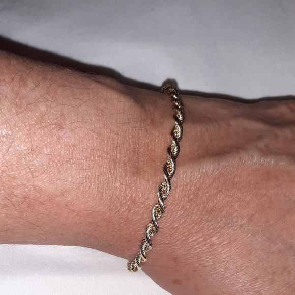 14k solid gold rope bracelet 8" (marked 14k) - Picture 4 of 8